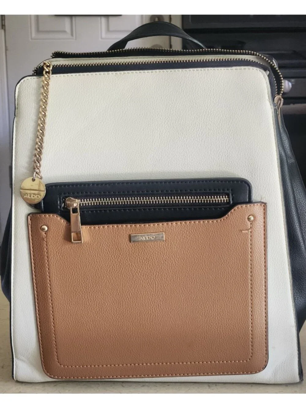 Aldo Stylish Black and Tan Backpack